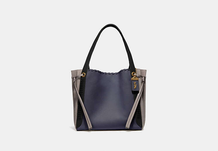 COACH®,HARMONY HOBO IN COLORBLOCK WITH WHIPSTITCH,Leather,Medium,Brass/Ink Multi,Front View