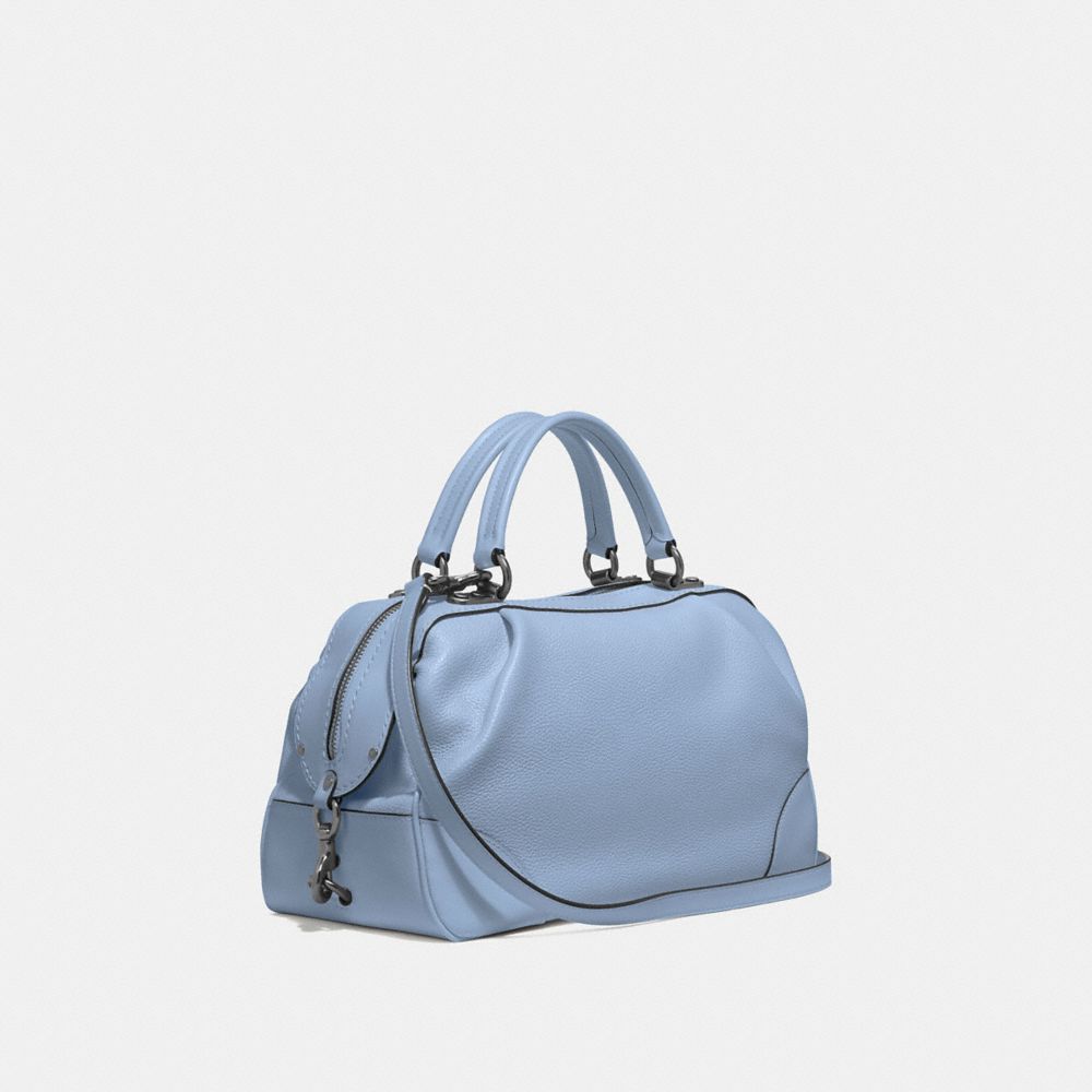 COACH®,LANE SATCHEL,Pebbled Leather,Medium,Pewter/Mist,Angle View