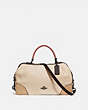 COACH®,LANE SATCHEL IN COLORBLOCK WITH SNAKESKIN DETAIL,Leather,Medium,Ivory Multi/Pewter,Front View