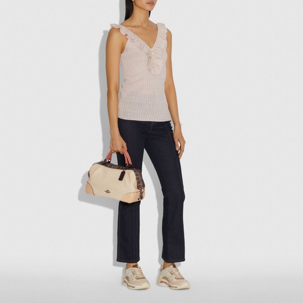 Lane Satchel In Colorblock With Snakeskin Detail