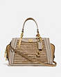 COACH®,DREAMER 21 IN COLORBLOCK,Leather,Small,Brass/Straw Tan Multi,Front View