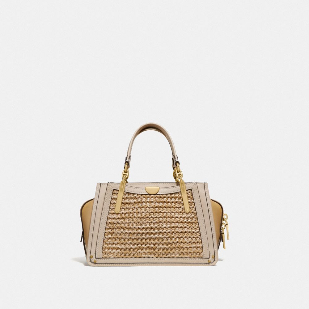 COACH®,DREAMER 21 IN COLORBLOCK,Leather,Small,Brass/Straw Tan Multi,Back View