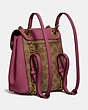 COACH®,PARKER CONVERTIBLE BACKPACK 16 IN SIGNATURE CANVAS,pvc,Brass/Tan/Dusty Pink,Angle View