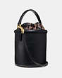 COACH®,DRAWSTRING BUCKET BAG,Leather,Medium,Gold/Black,Angle View
