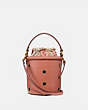 COACH®,DRAWSTRING BUCKET BAG WITH GROMMETS,Leather,Medium,Brass/Light Peach,Front View