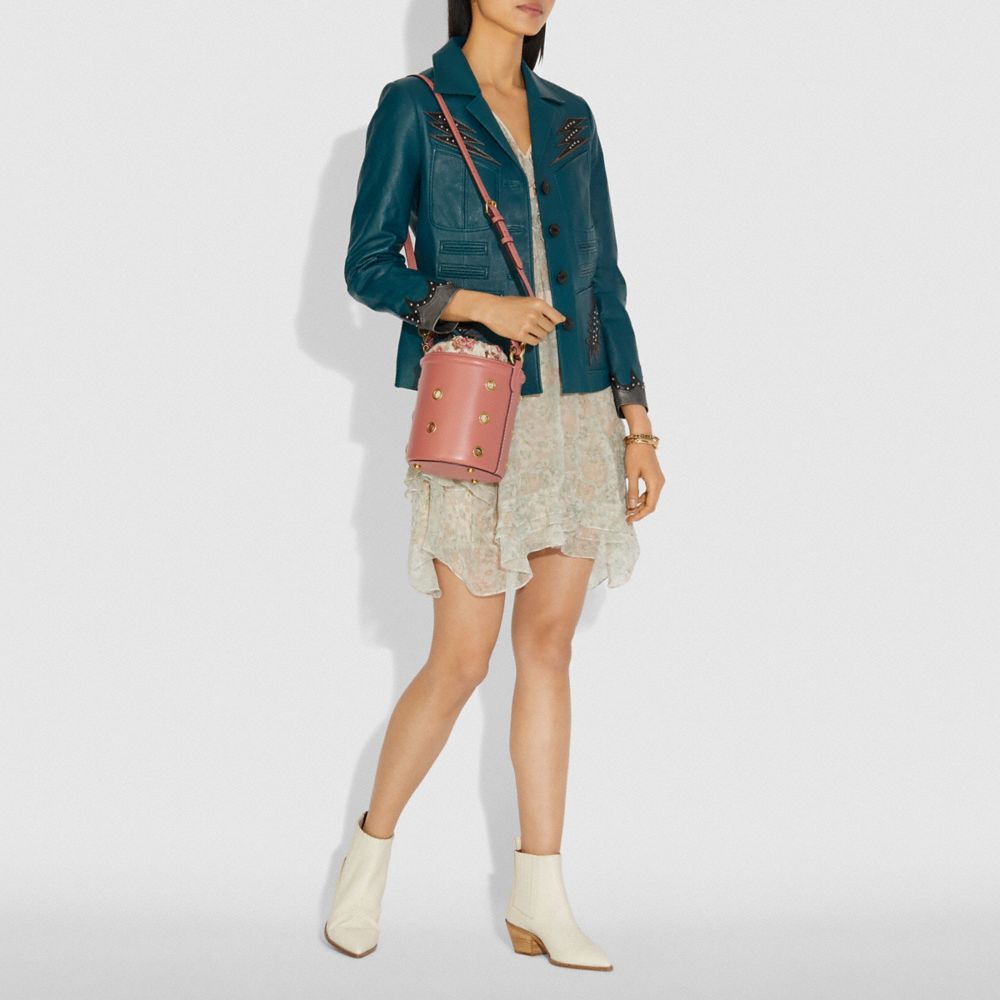 Drawstring Bucket Bag With Grommets