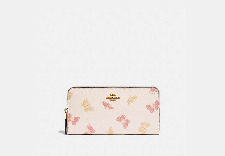 Accordion Zip Wallet With Butterfly Print