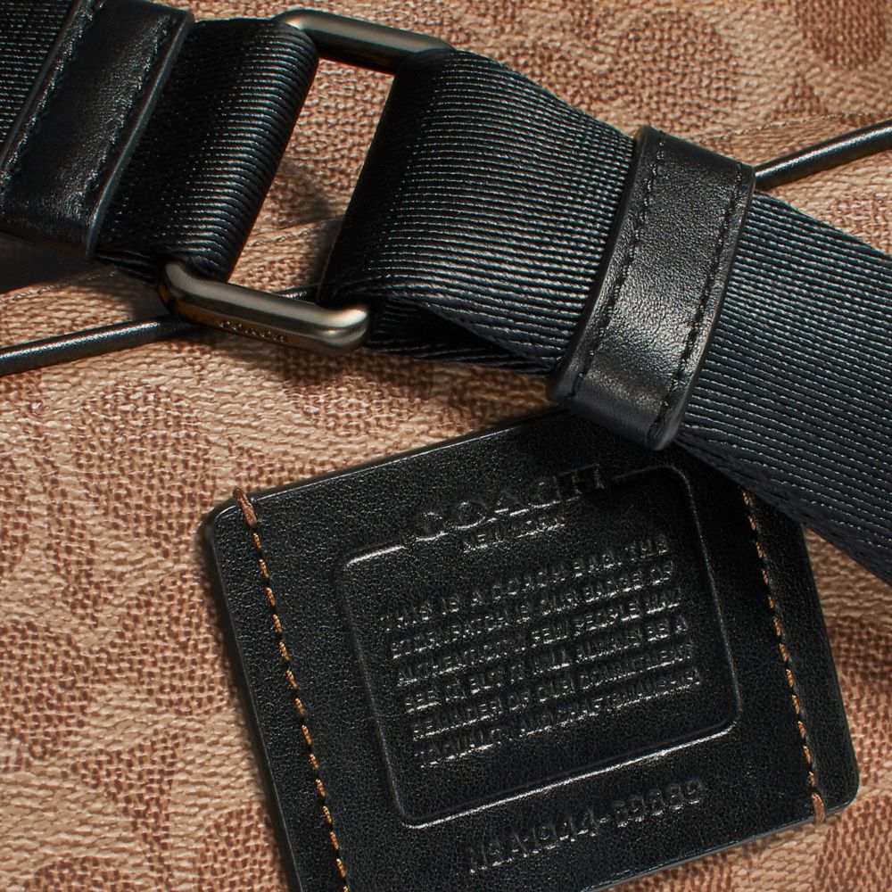 Coach Rivington Signature Coated Canvas Belt Bag In Khaki/black Copper