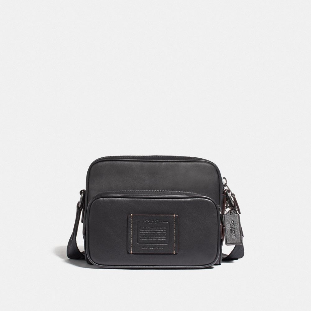 COACH®,ACADEMY SPORT CROSSBODY,Leather,Small,Black Copper/Black,Front View image number 0