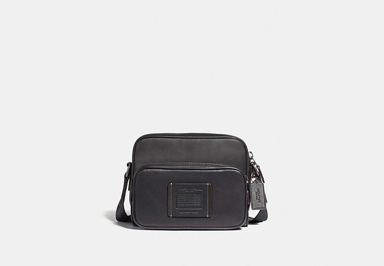 COACH®,ACADEMY SPORT CROSSBODY,Leather,Small,Black Copper/Black,Front View image number 0