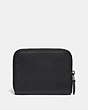 COACH®,SMALL ZIP AROUND WALLET WITH REXY AND CARRIAGE,Pebble Leather,Gunmetal/Black Multi,Back View