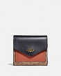 COACH®,SMALL WALLET IN COLORBLOCK SIGNATURE CANVAS,Coated Canvas,Brass/Tan/Ink/Light Peach,Front View