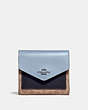 COACH®,SMALL WALLET IN COLORBLOCK SIGNATURE CANVAS,Coated Canvas,Pewter/Tan Mist Ink,Front View