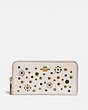 COACH®,ACCORDION ZIP WITH SCATTERED RIVETS,Leather,Mini,Brass/Chalk Multi,Front View