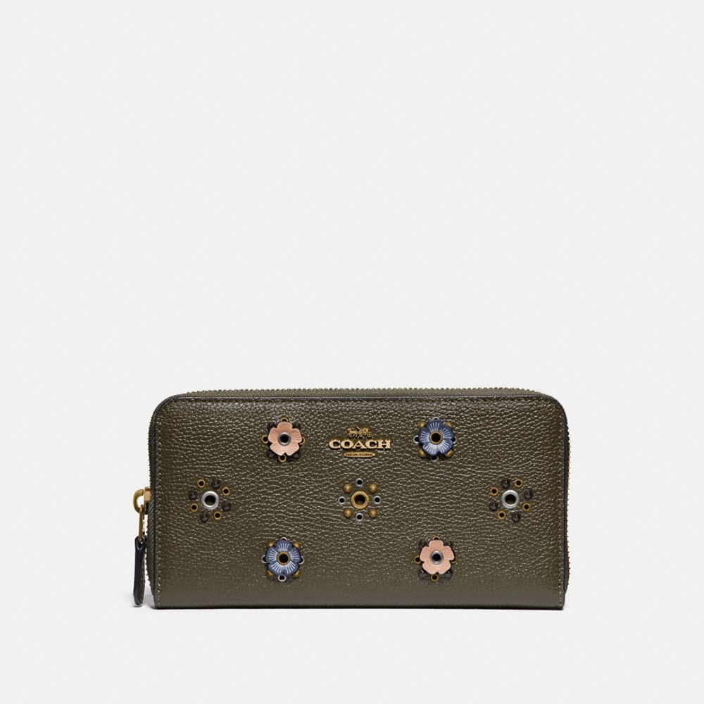Accordion Zip Wallet With Scattered Rivets