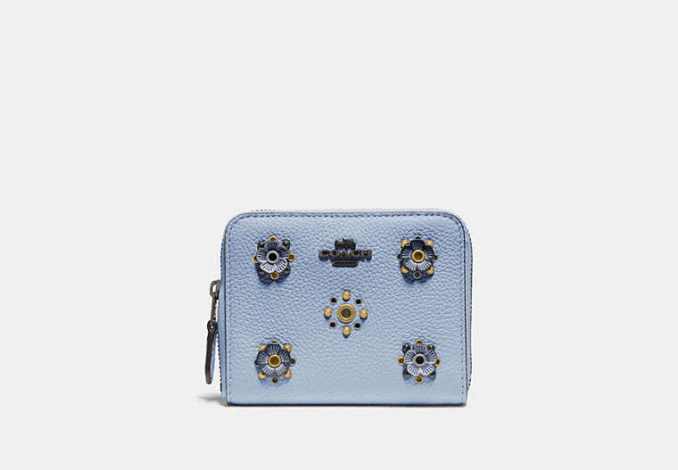 Small Zip Around Wallet With Scattered Rivets