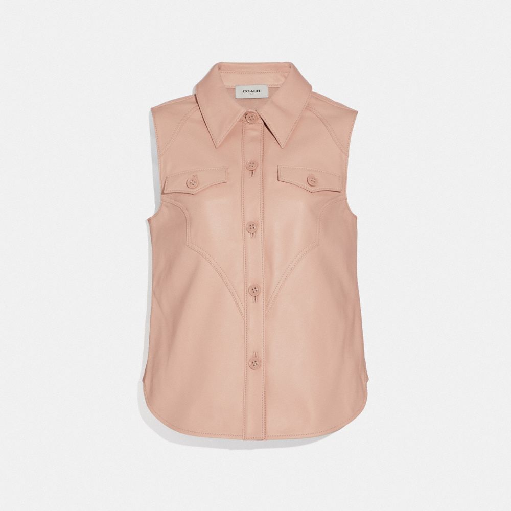 Sleeveless Western Leather Shirt