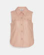 COACH®,SLEEVELESS WESTERN LEATHER SHIRT,Leather,PINK,Front View