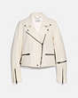 COACH®,BIKER JACKET,Leather,White,Front View