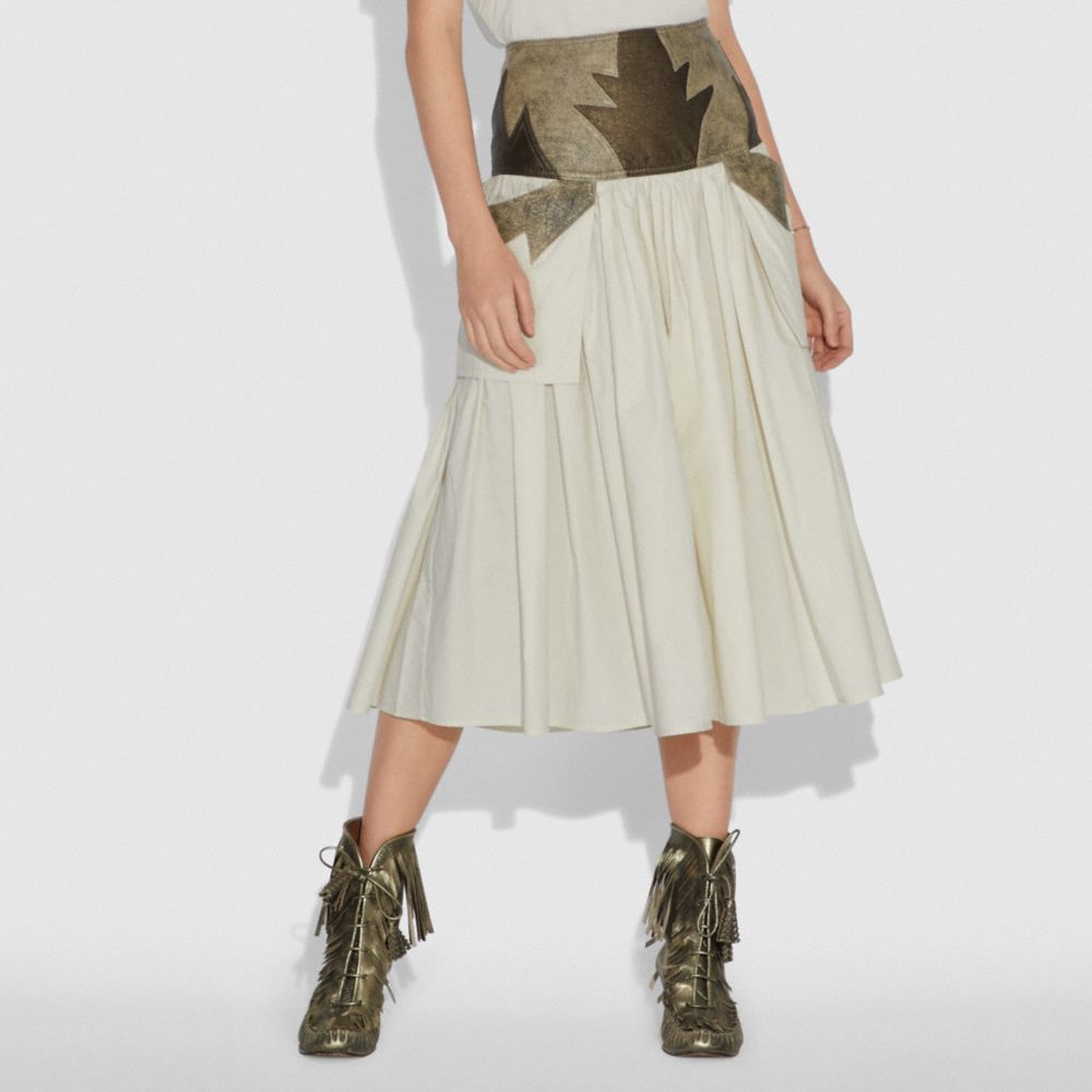 Pleated Skirt With Leather Detail