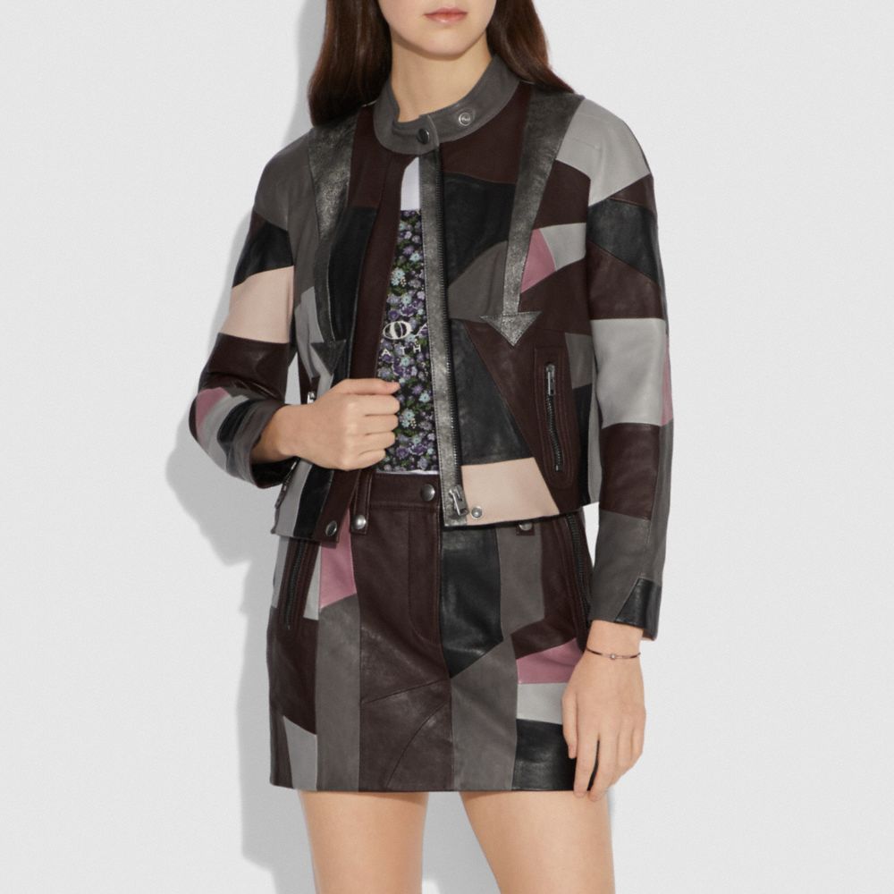 COACH®: Leather Patchwork Racer Jacket