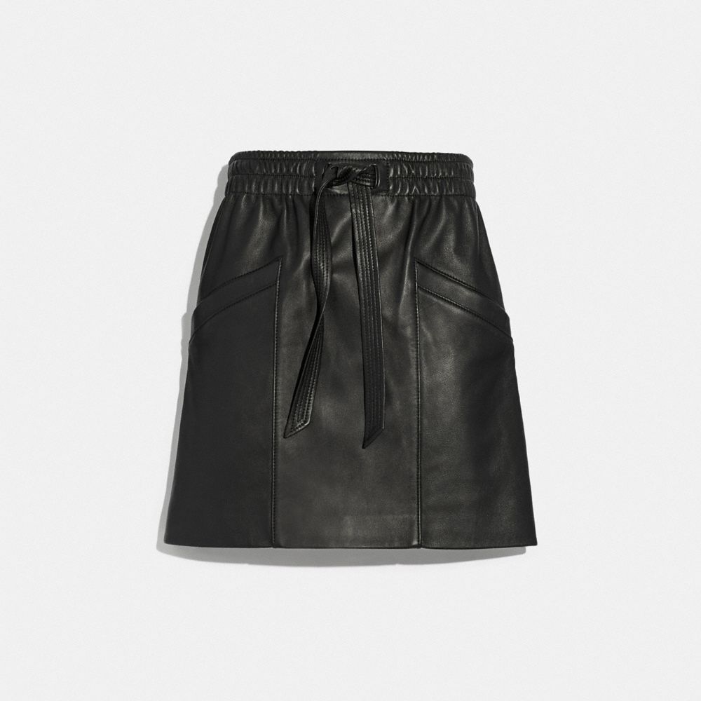 COACH®,LEATHER SKIRT,Leather,Black,Front View