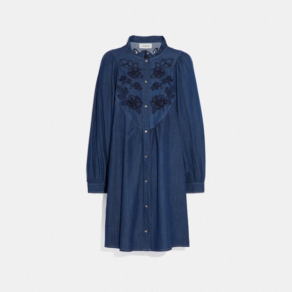 COACH®  Embroidered Denim Dress