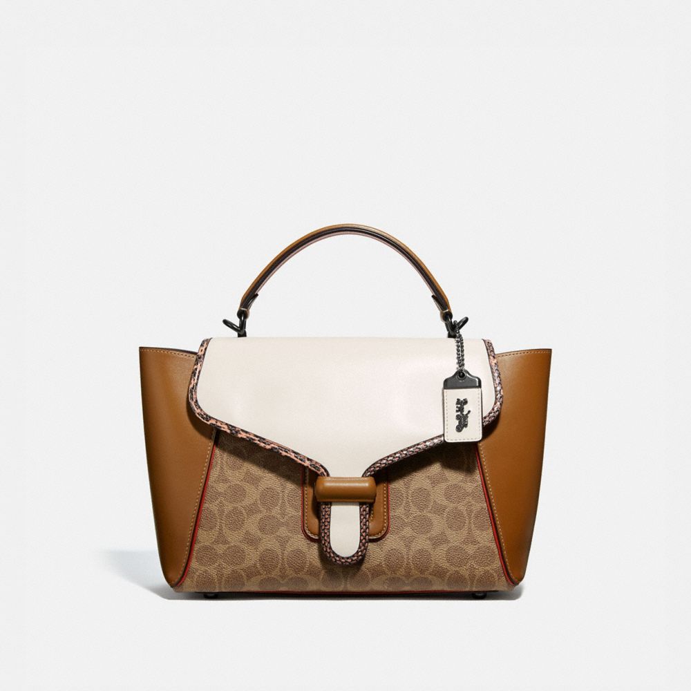 Courier Carryall In Colorblock Signature Canvas With Snakeskin Detail