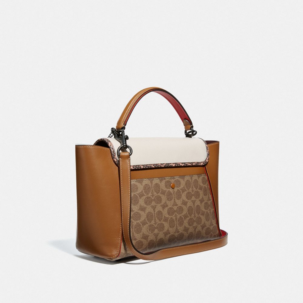 Courier Carryall In Colorblock Signature Canvas With Snakeskin Detail
