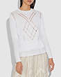 COACH®,SCALLOP BRODERIE ANGLAISE SWEATER,cotton,Ivory,Scale View
