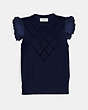 COACH®,BRODERIE ANGLAISE SLEEVELESS SWEATER,n/a,NAVY,Front View