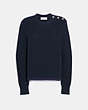 COACH®,REVERSE COACH SWEATER,cotton,NAVY,Front View