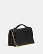 COACH®,RILEY CHAIN CLUTCH,Pebbled Leather,Mini,Brass/Black,Angle View