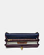 COACH®,RILEY CHAIN CLUTCH,Pebbled Leather,Mini,Brass/Dark Eggplant,Inside View,Top View