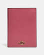 COACH®,PASSPORT CASE,Smooth Leather,Gold/Dusty Pink,Front View