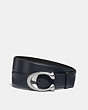 COACH®,SIGNATURE BUCKLE CUT-TO-SIZE DRESS BELT, 38MM,Leather,MIDNIGHT/BLACK,Front View