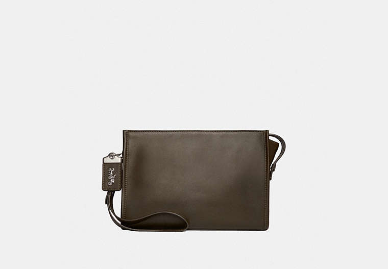 COACH®,ROGUE POUCH,Leather,MOSS,Front View