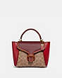 COACH®,COURIER CARRYALL 23 IN COLORBLOCK SIGNATURE CANVAS,pvc,Medium,Brass/Tan Red Apple Multi,Front View