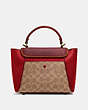 COACH®,COURIER CARRYALL 23 IN COLORBLOCK SIGNATURE CANVAS,pvc,Medium,Brass/Tan Red Apple Multi,Back View
