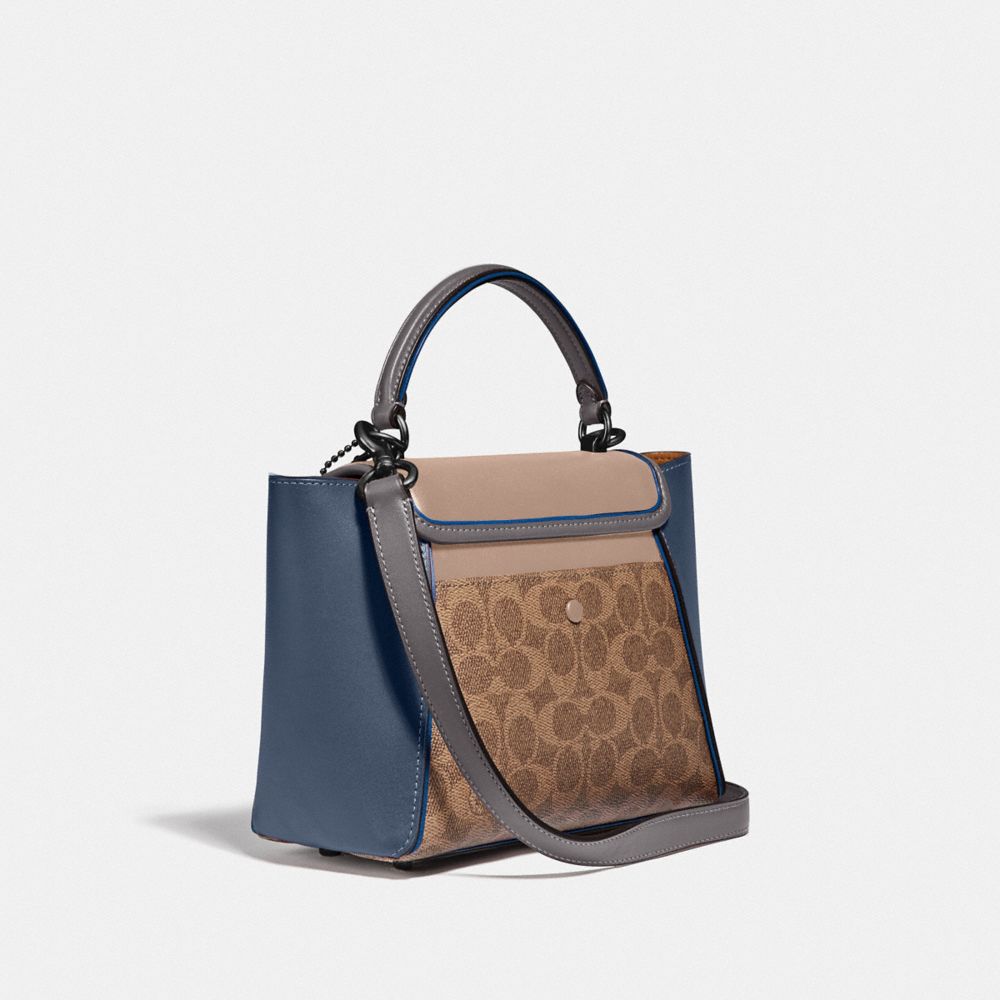 COACH®,Courier Carryall 23 In Colorblock Signature Canvas,,Angle View
