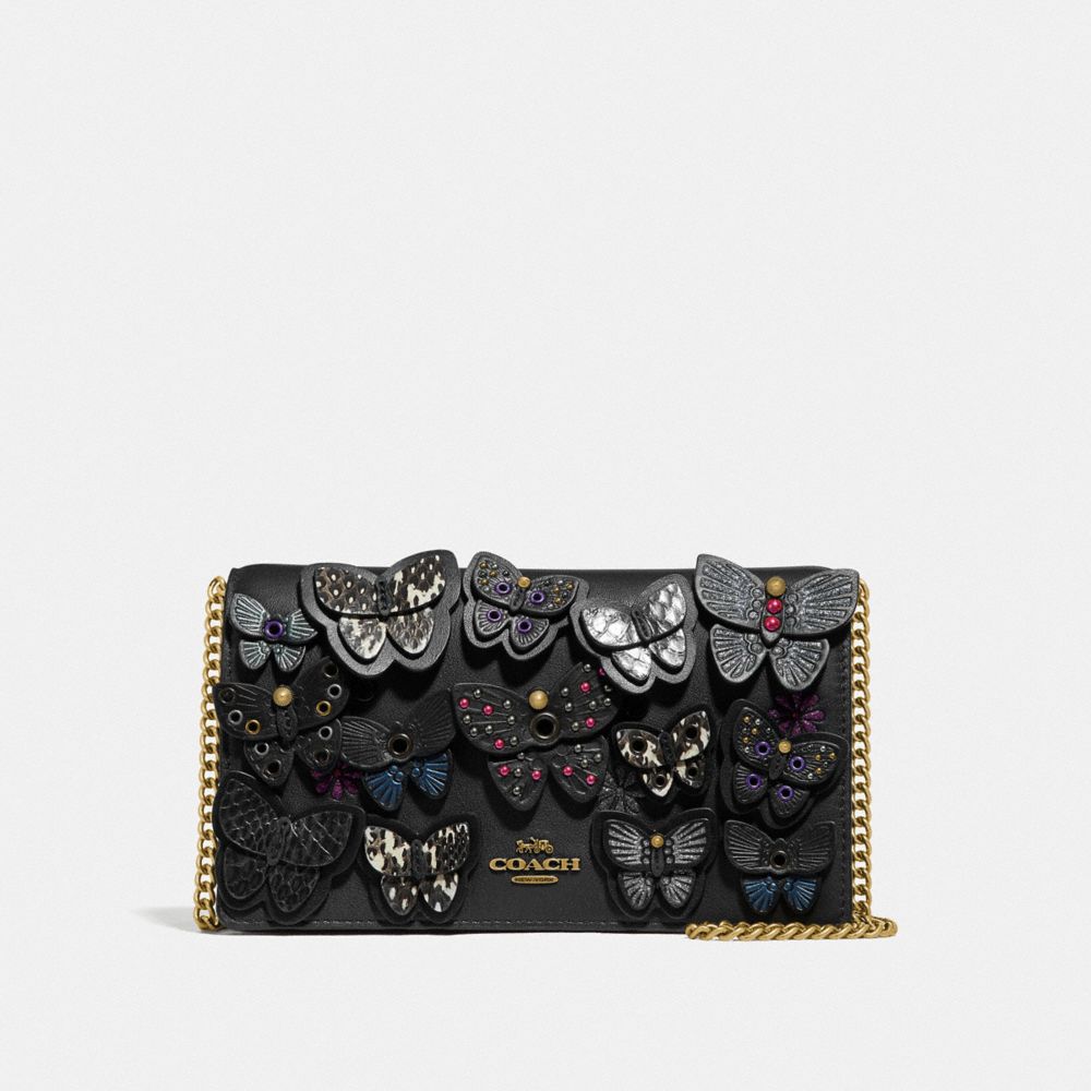 COACH Callie Foldover Chain Clutch With Butterfly Applique