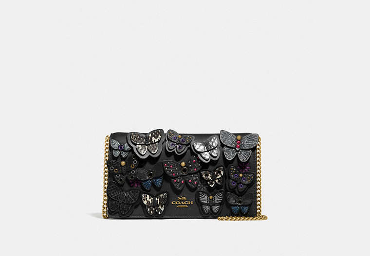 Callie Foldover Chain Clutch With Butterfly Applique