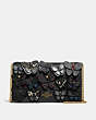 COACH®,CALLIE FOLDOVER CHAIN CLUTCH WITH BUTTERFLY APPLIQUE,Leather,Mini,Brass/Black Multi,Front View