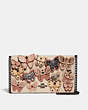 COACH®,CALLIE FOLDOVER CHAIN CLUTCH WITH BUTTERFLY APPLIQUE,Leather,Mini,Ivory Multi/Pewter,Front View