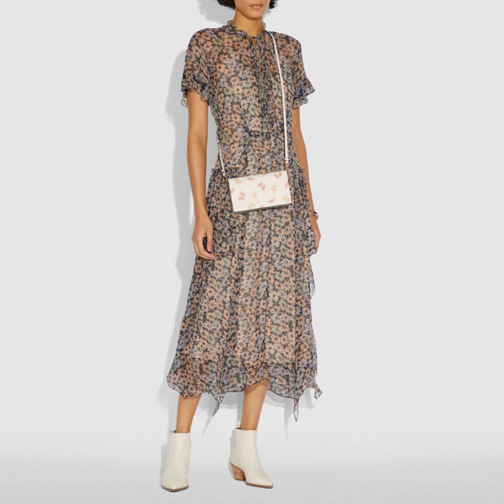 Hayden Foldover Crossbody Clutch Bag With Butterfly Print