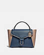 COACH®,COURIER CARRYALL IN COLORBLOCK LEATHER WITH SNAKESKIN DETAIL,Leather,Large,V5/Dark Denim Multi,Front View