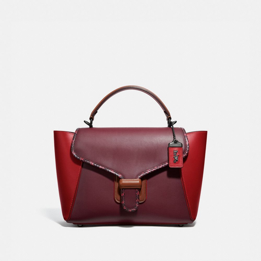 COACH®,COURIER CARRYALL IN COLORBLOCK LEATHER WITH SNAKESKIN DETAIL,Leather,Large,V5/Red Apple Multi,Front View