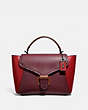 COACH®,COURIER CARRYALL IN COLORBLOCK LEATHER WITH SNAKESKIN DETAIL,Leather,Large,V5/Red Apple Multi,Front View