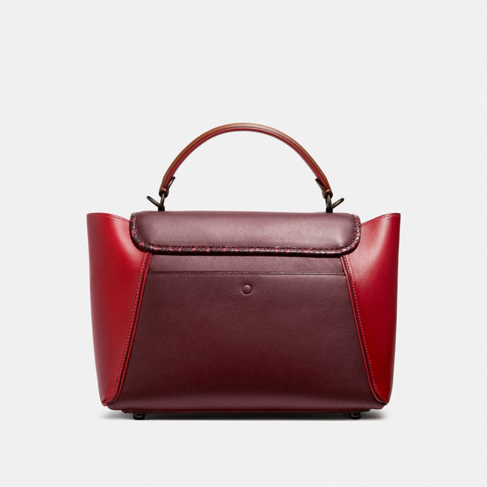 COACH®,COURIER CARRYALL IN COLORBLOCK LEATHER WITH SNAKESKIN DETAIL,Leather,Large,V5/Red Apple Multi,Back View