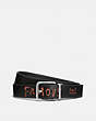 COACH®,COACH X JEAN-MICHEL BASQUIAT HARNESS BUCKLE CUT-TO-SIZE REVERSIBLE BELT,Pebble Leather/Smooth Leather,Black,Front View